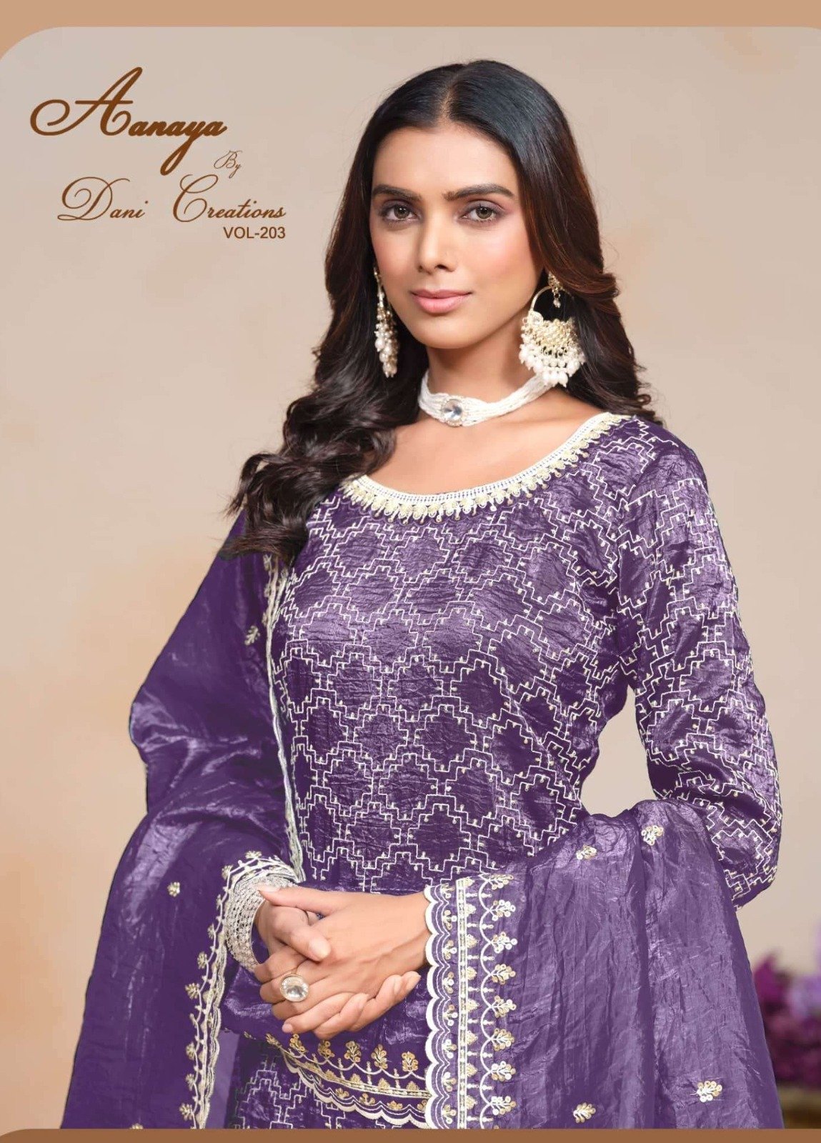 AANAYA VOL-203 BY DANI CREATIONS 20301 TO 20304 SERIES GOLD CRUSH DRESSES